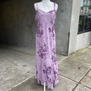 Vintage 90s Purple Fairy Floral Maxi Dress